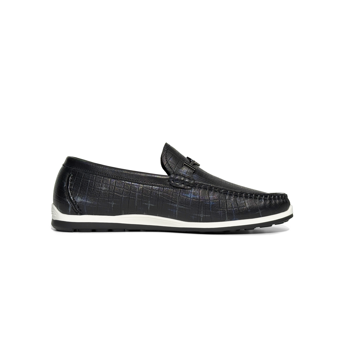 LAILE Iridescent Croc Embossed Leather Slip-On Loafers