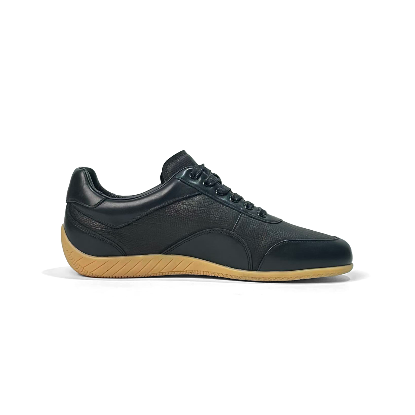 LAILE Dual Grain Full Leather Flat Gum Sole Retro Trainers