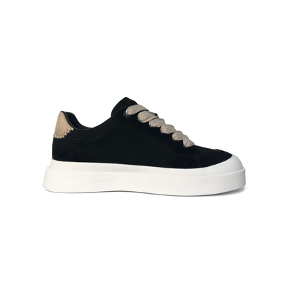 LAILE Matte Nubuck Contrast Heel Cap Platform Skate Sneakers