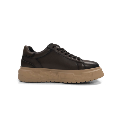 LAILE Full Grain Polished Leather Wavy Sculpted Platform Skate Sneakers