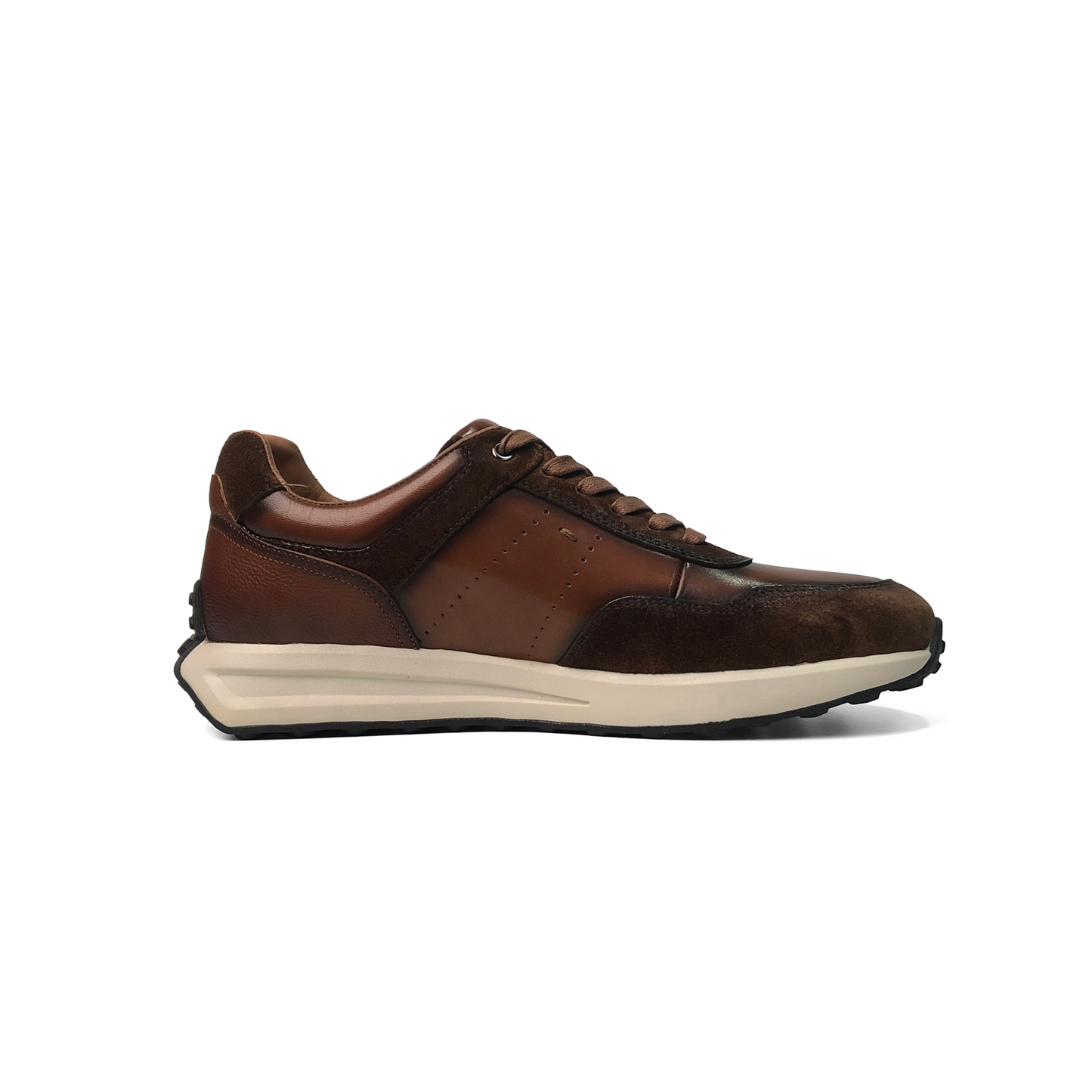 LAILE Hybrid Gloss Leather & Matte Nubuck Retro Runner Trainers