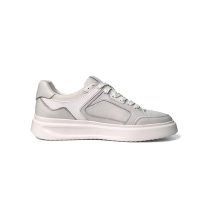 LAILE Mixed Mesh & Smooth Leather Platform Skate Sneakers