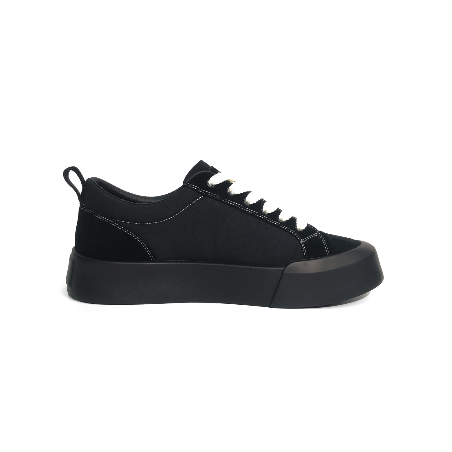 LAILE Hybrid Fabric Suede Toe Cap Platform Skate Sneakers