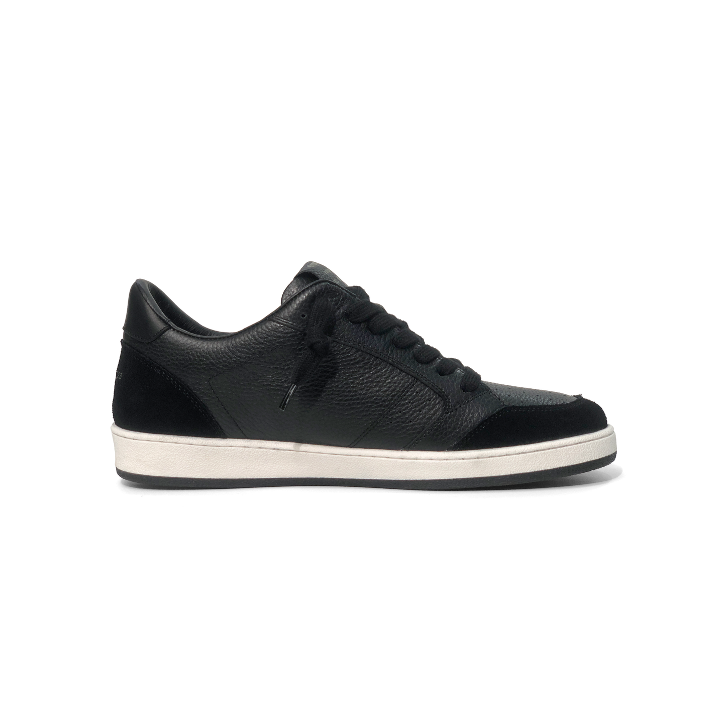 LAILE Pebble Grain Leather & Matte Nubuck Hybrid Low-Top Court Sneakers