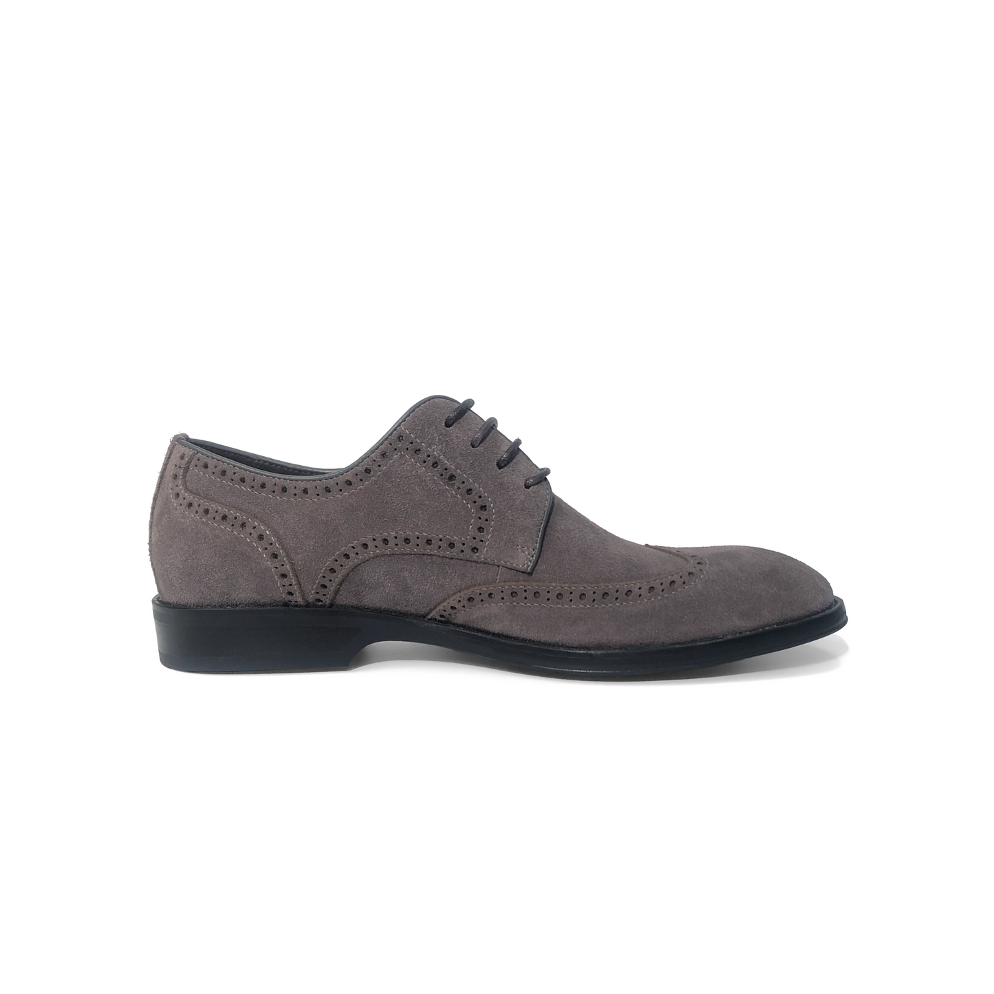 LAILE Matte Nubuck Suede Full Brogue Wingtip Oxford Dress Shoes