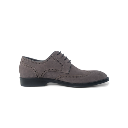 LAILE Matte Nubuck Suede Full Brogue Wingtip Oxford Dress Shoes