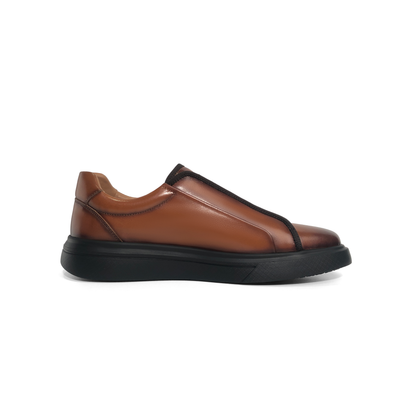LAILE Polished Calfskin No-Lace Low Top Board Shoes