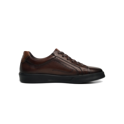 LAILE Mirror Polished Perforated Side Panel Platform Business Sneakers
