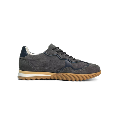 LAILE Contrast White Trim Perforated Suede Wave Gum Sole Retro Trainers