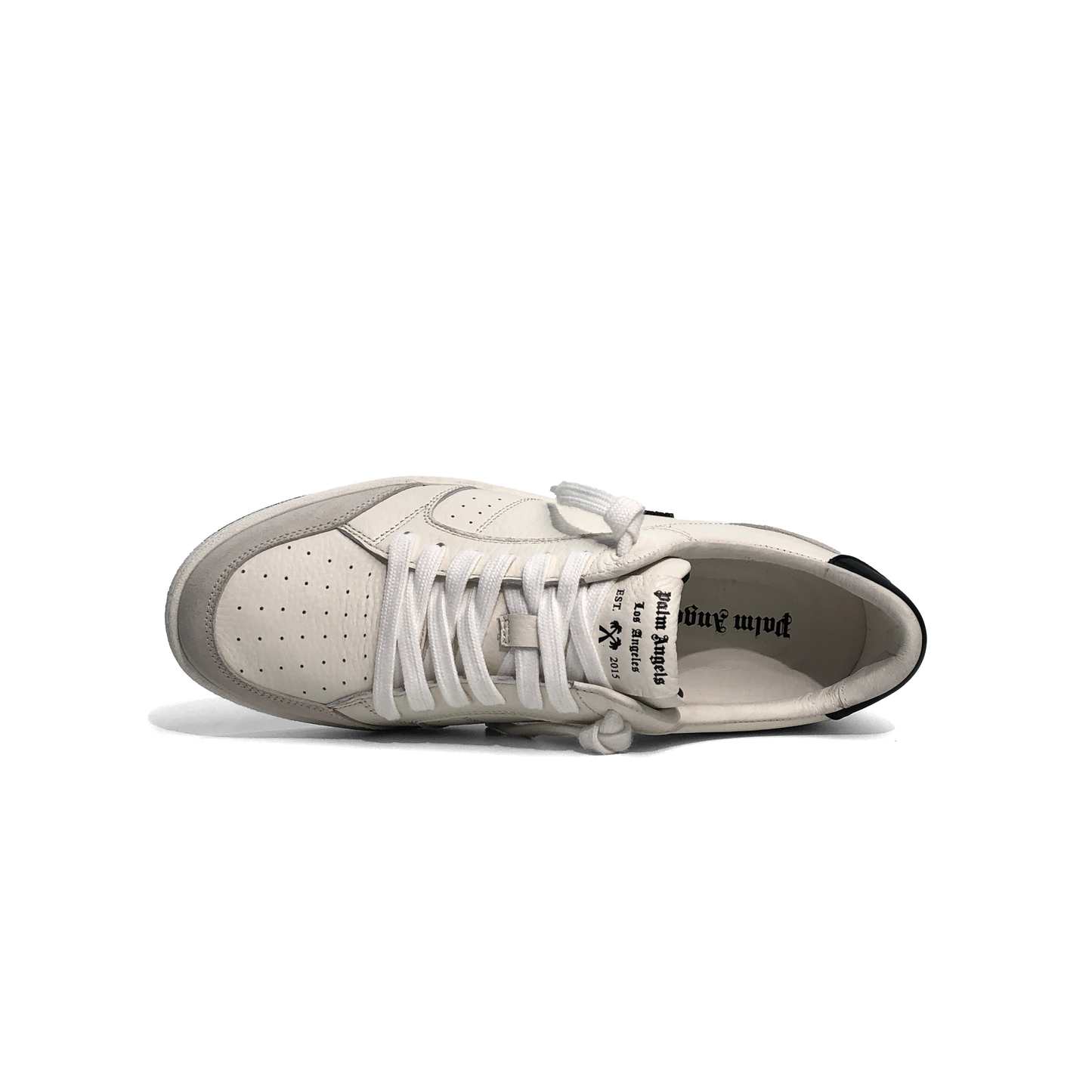 LAILE Pebble Grain Leather & Matte Nubuck Hybrid Low-Top Court Sneakers