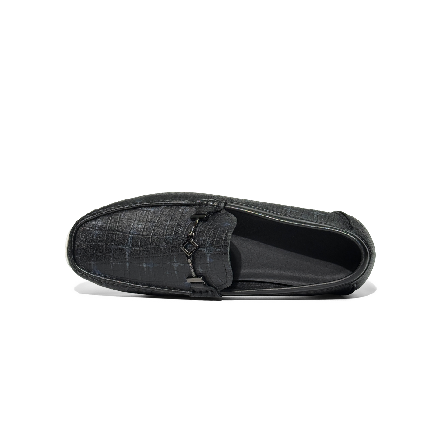 LAILE Iridescent Croc Embossed Leather Slip-On Loafers