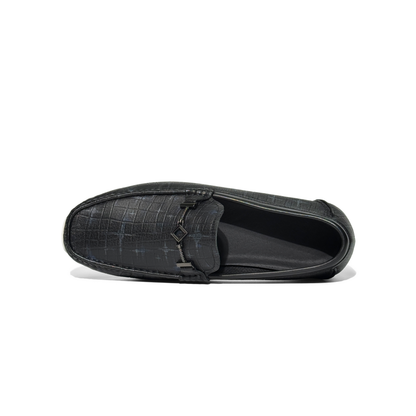 LAILE Iridescent Croc Embossed Leather Slip-On Loafers