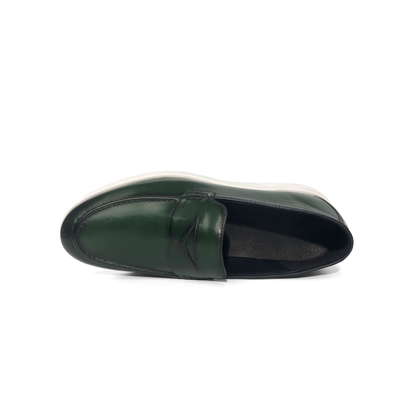 LAILE Gloss Burnished Penny Loafer Slip-On Trainers