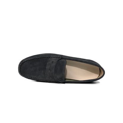 LAILE Matte Nubuck Penny Moc Toe Slip-On Driving Loafers