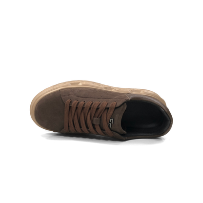 LAILE Full Grain Polished Leather Wavy Sculpted Platform Skate Sneakers