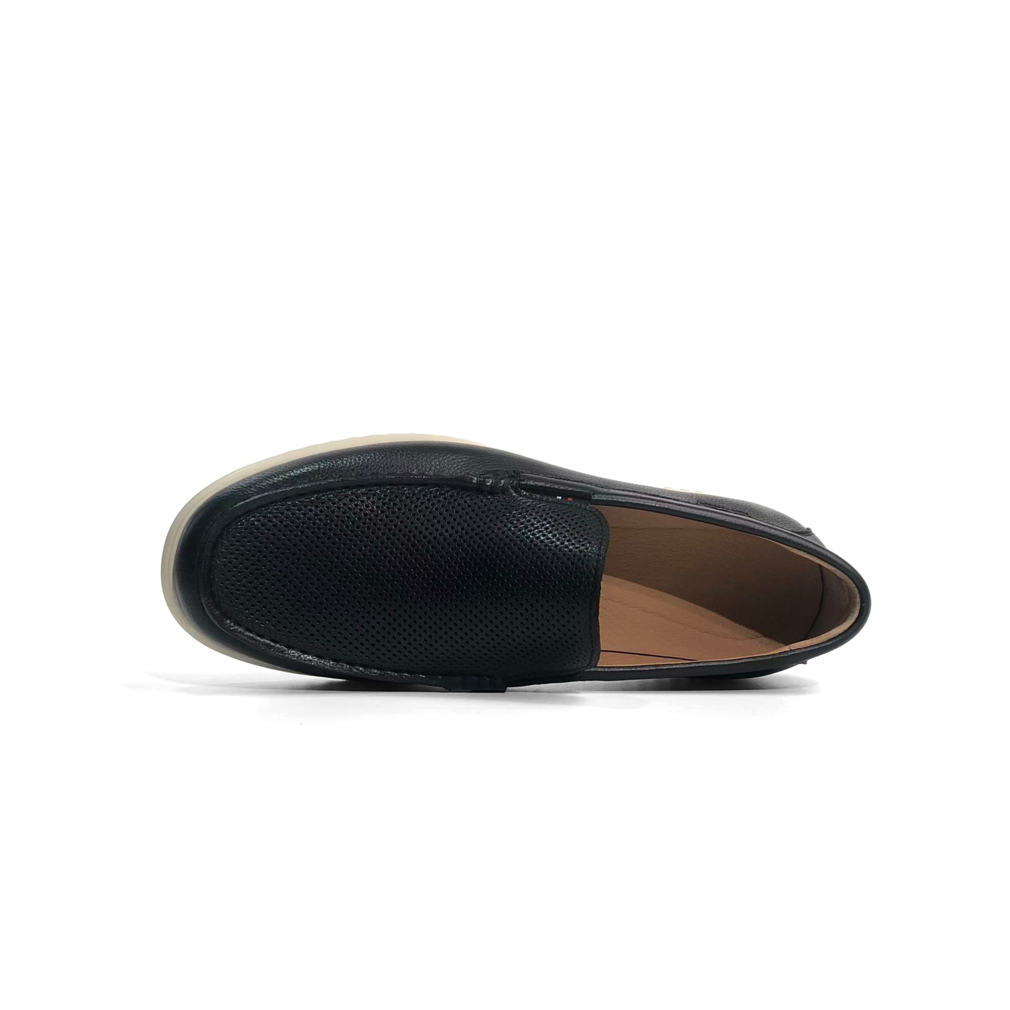 LAILE Dual Texture Perforated Penny Slip-On Loafers