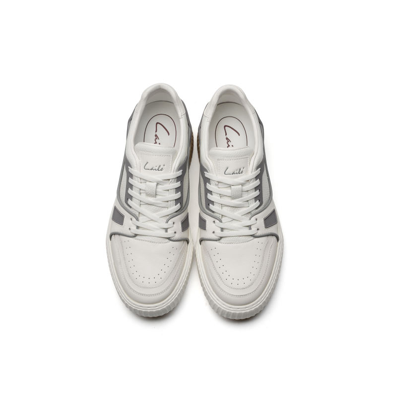 LAILE RetroCraft Leather Low-Top Sneakers for Men – Minimalist Design, Soft Comfort, Everyday Versatility