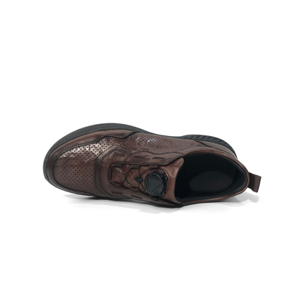 LAILE Hand Antiqued Burnished Perforated Leather Performance Walk Sneakers