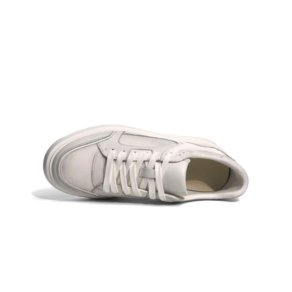 LAILE Mixed Mesh & Smooth Leather Platform Skate Sneakers