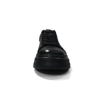 LAILE Full Grain Polished Leather Wavy Sculpted Platform Skate Sneakers