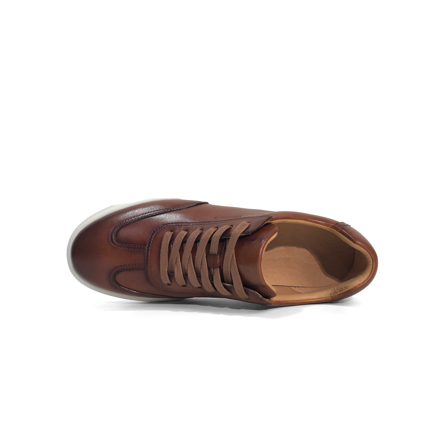 LAILE Burnished Full Grain Leather Low Platform Business Sneakers