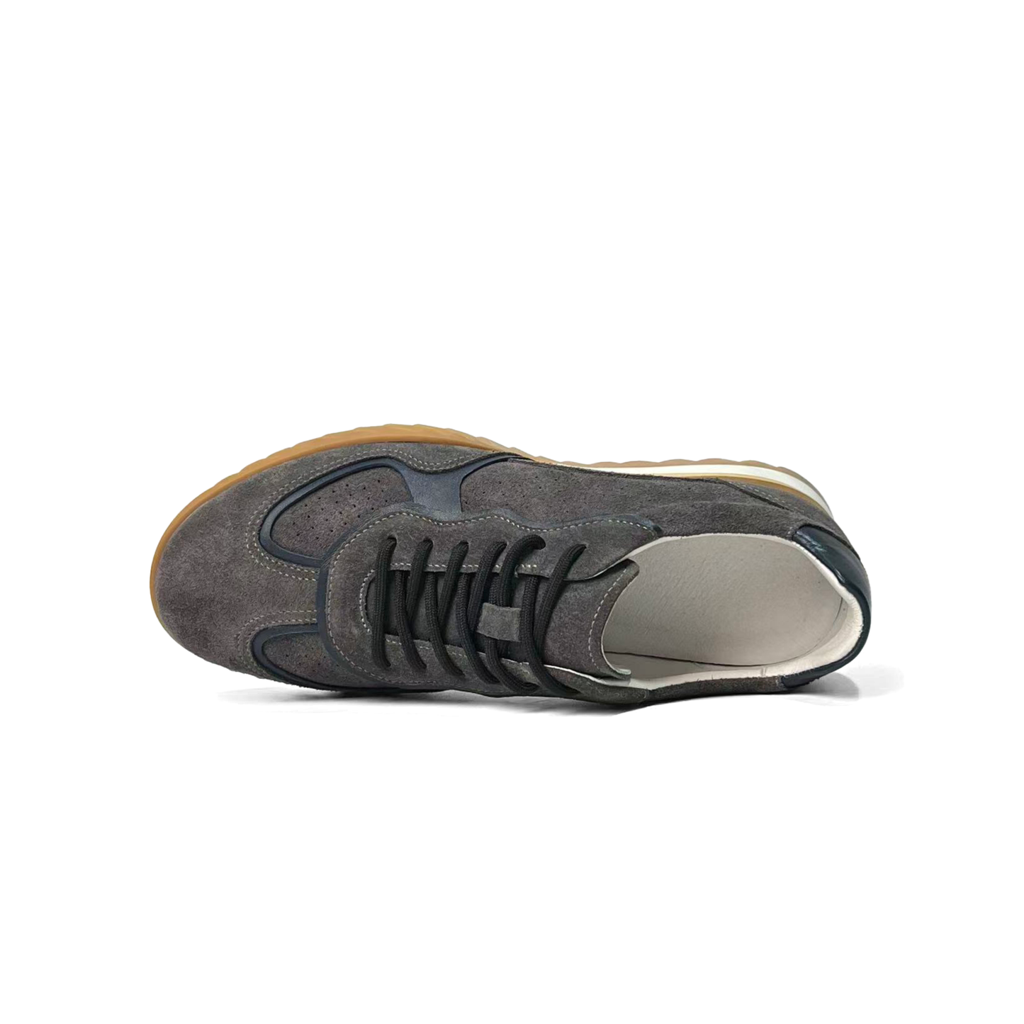 LAILE Contrast White Trim Perforated Suede Wave Gum Sole Retro Trainers