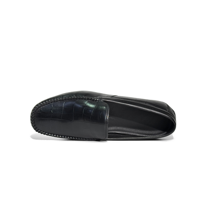LAILE Full Grain Croc Print Leather Loafers