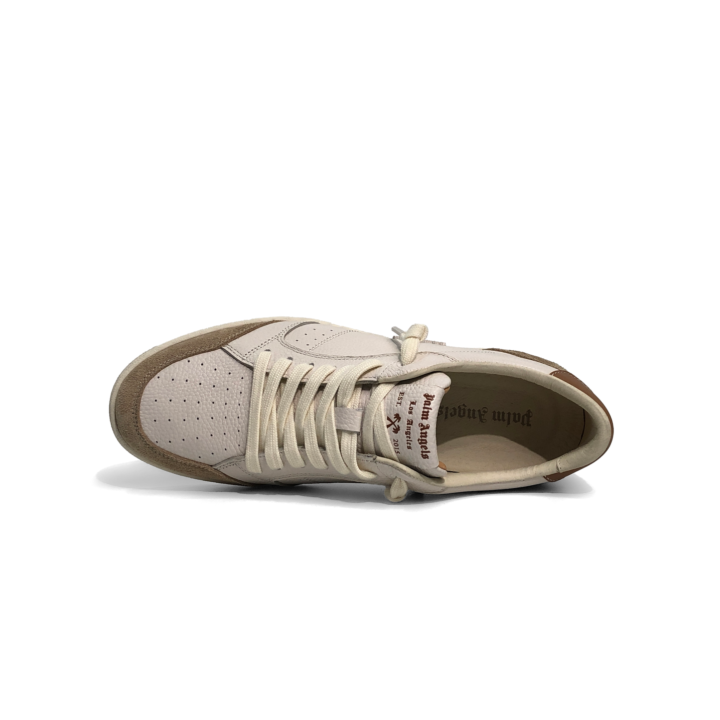 LAILE Pebble Grain Leather & Matte Nubuck Hybrid Low-Top Court Sneakers