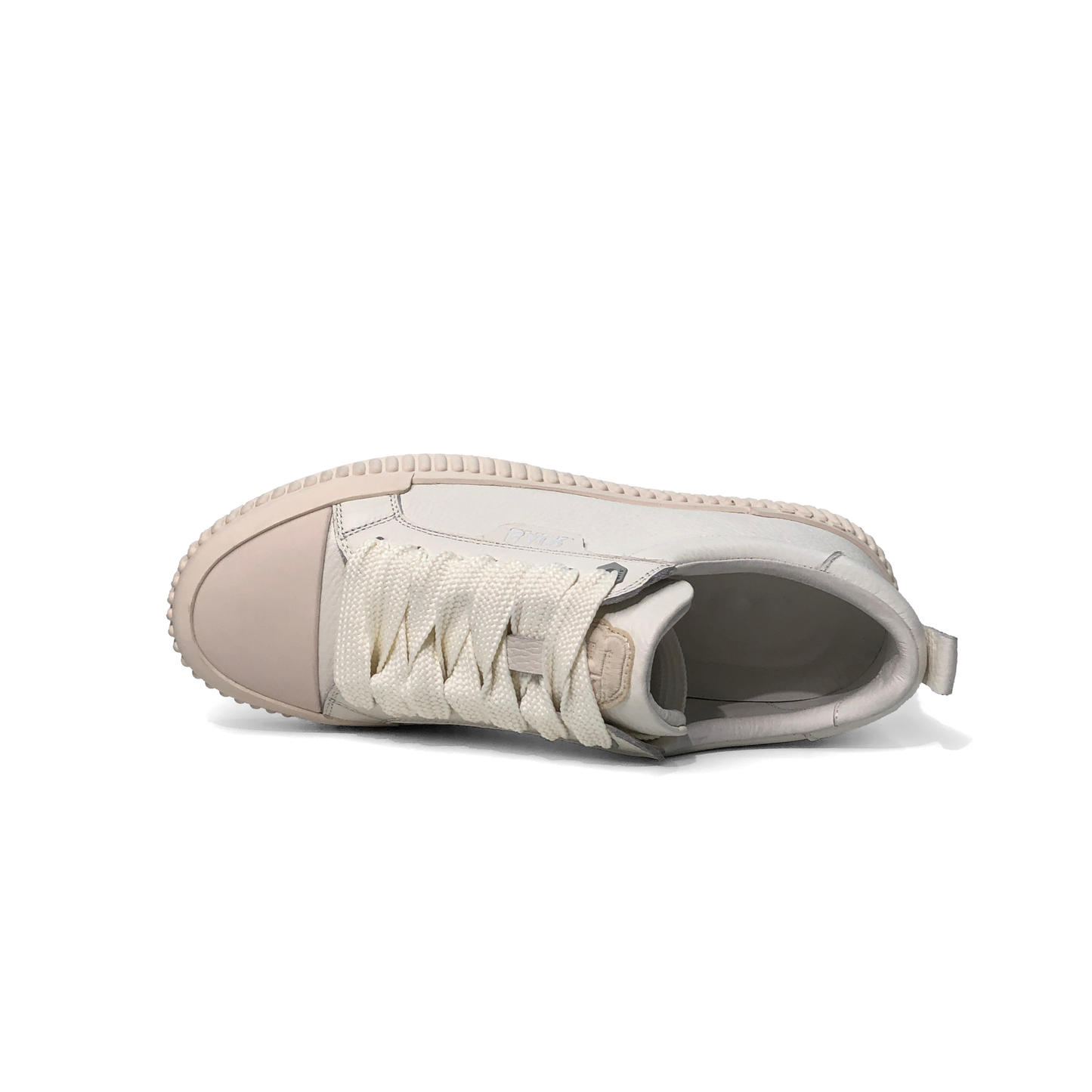 LAILE Pebble Grain Leather Ribbed Shell Toe Platform Skate Sneakers