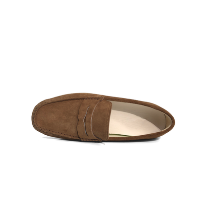 LAILE Matte Nubuck Penny Moc Toe Slip-On Driving Loafers
