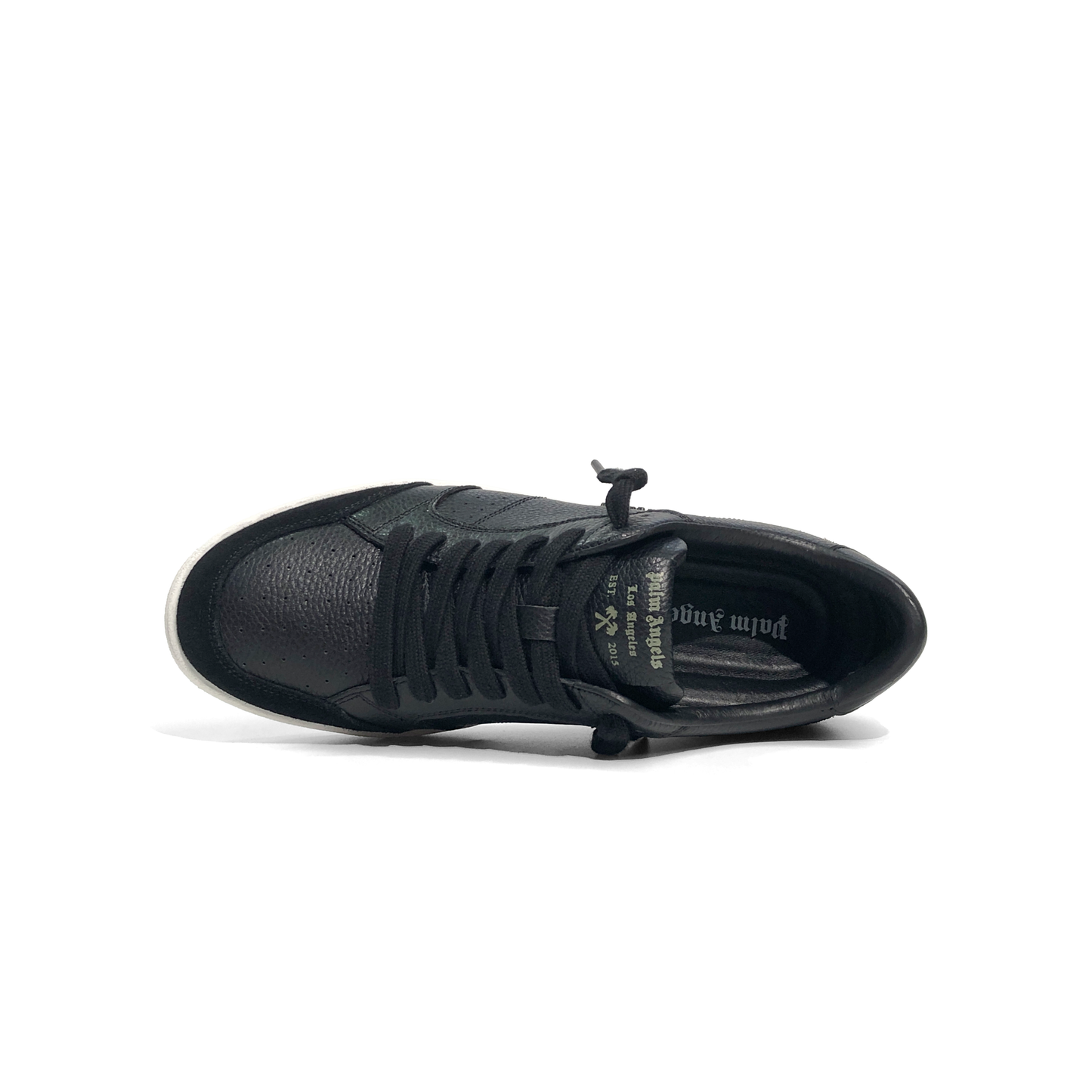 LAILE Pebble Grain Leather & Matte Nubuck Hybrid Low-Top Court Sneakers