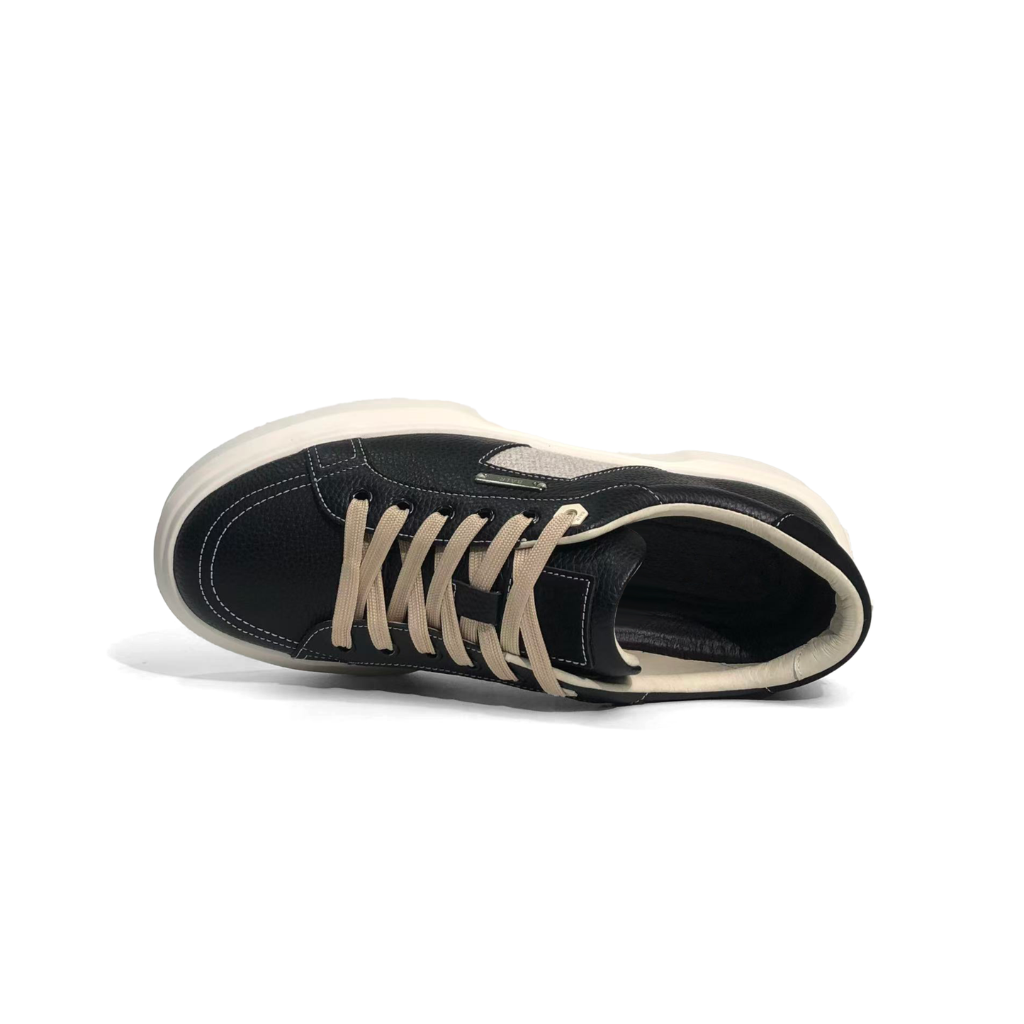 LAILE Pebble Grain Leather & Woven Fabric Hybrid Platform Skate Sneakers
