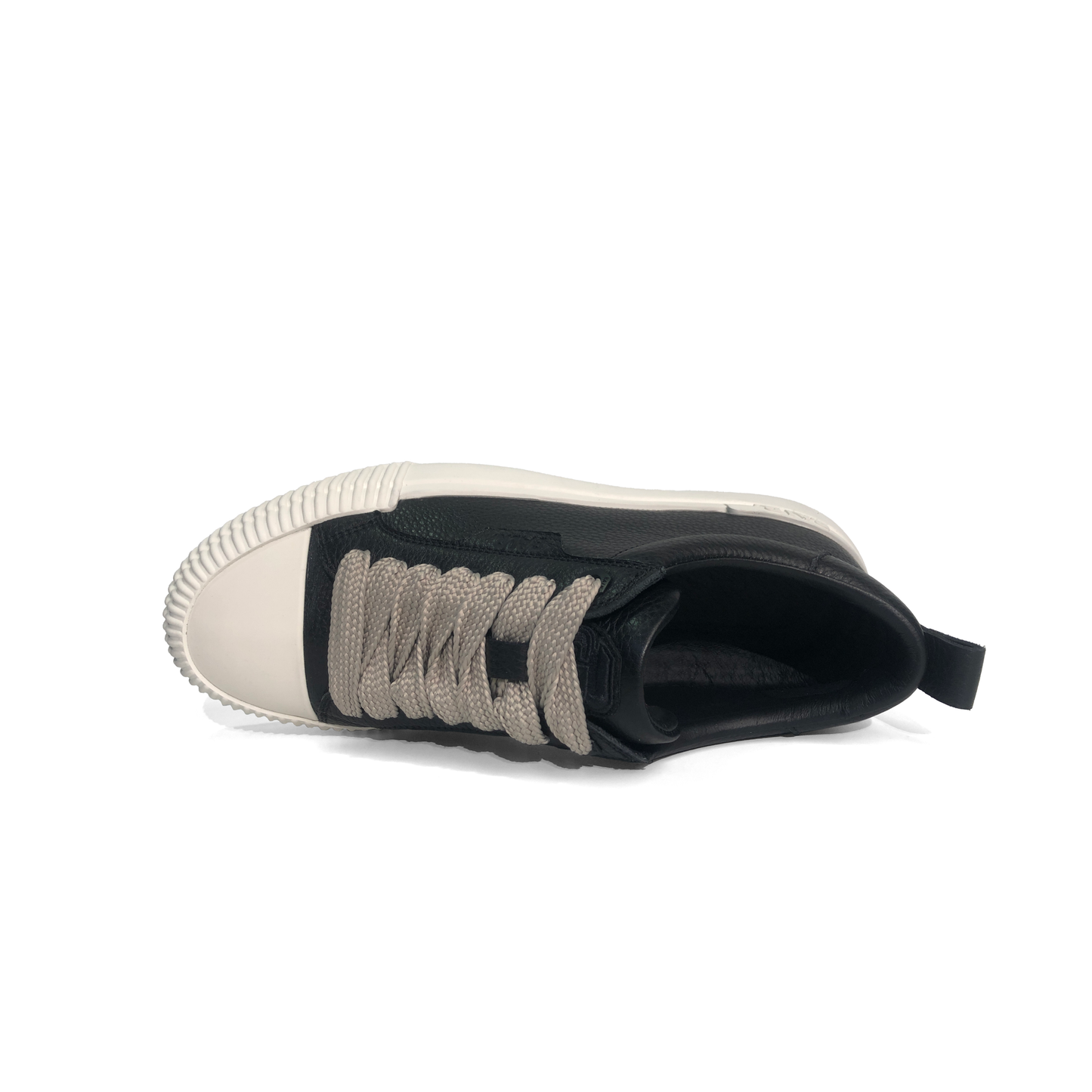 LAILE Pebble Grain Leather Ribbed Shell Toe Platform Skate Sneakers