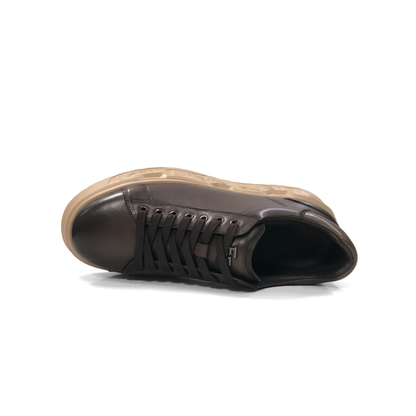 LAILE Full Grain Polished Leather Wavy Sculpted Platform Skate Sneakers