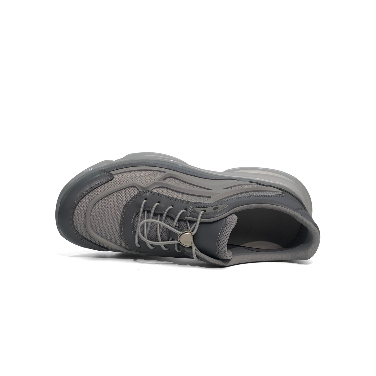 LAILE Gradient Gray Men's Casual Sneakers Thick Sole Height-Increasing Breathable Mesh