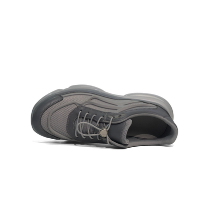 LAILE Gradient Gray Men's Casual Sneakers Thick Sole Height-Increasing Breathable Mesh