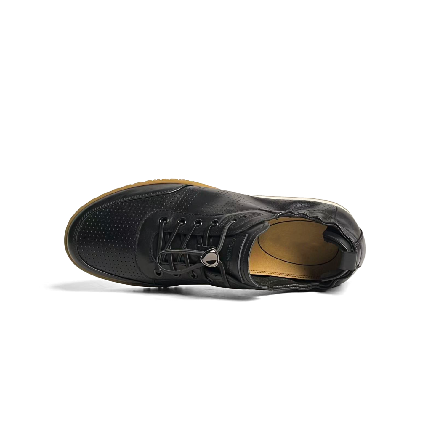 LAILE Full Micro Perforated Leather Toggle Quick Lace Retro Gum Sole Trainers