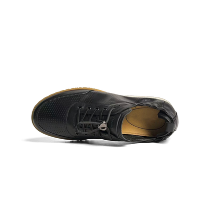 LAILE Full Micro Perforated Leather Toggle Quick Lace Retro Gum Sole Trainers