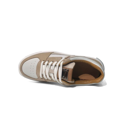 LAILE Multi-Panel Leather Mesh Platform Court Sneakers