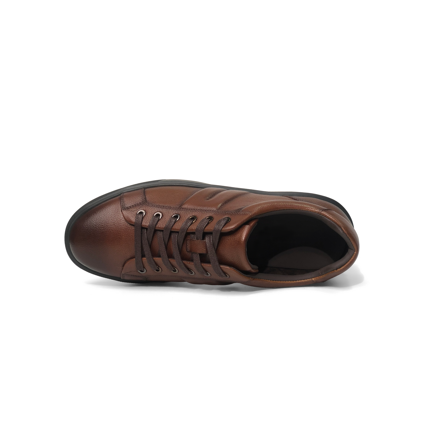 LAILE Pebble Grain Antiqued Leather Platform Business Sneakers