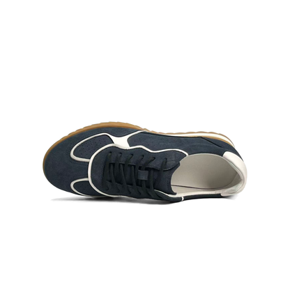 LAILE Contrast White Trim Perforated Suede Wave Gum Sole Retro Trainers