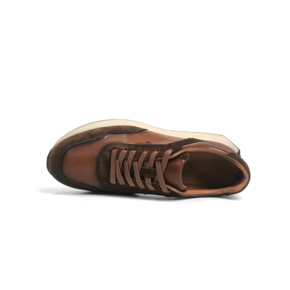 LAILE Hybrid Gloss Leather & Matte Nubuck Retro Runner Trainers
