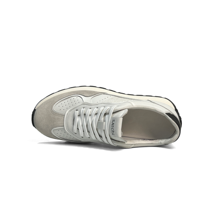 LAILE Multi-Material Perforated Retro Flat Platform Trainers