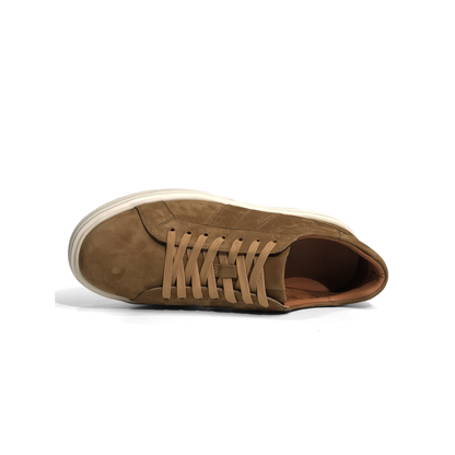 LAILE Matte Nubuck Perforated Stripe Platform Skate Sneakers