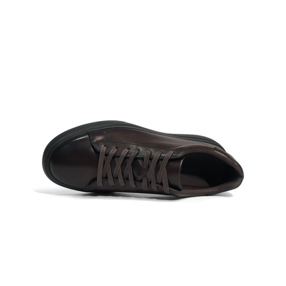 LAILE Plain Full-Grain Gloss Cowhide Low Top Lifestyle Board Shoe