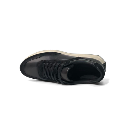LAILE Hybrid Gloss Leather & Matte Nubuck Retro Runner Trainers