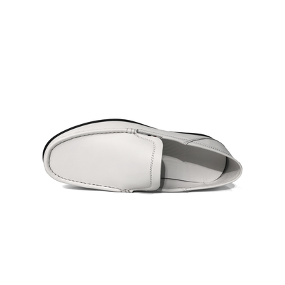 LAILE High Gloss Smooth Leather Slip-On Moc Toe Loafers