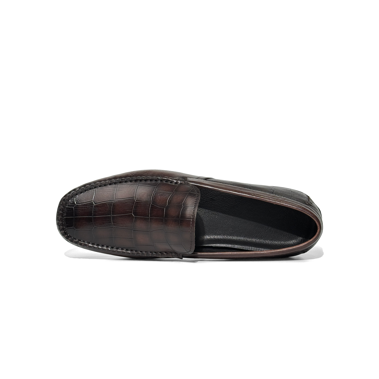 LAILE Full Grain Croc Print Leather Loafers