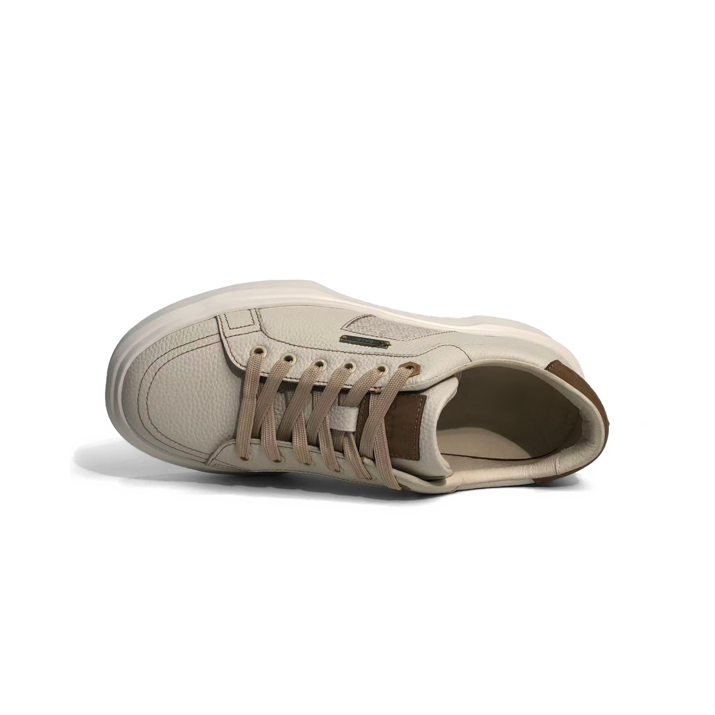 LAILE Pebble Grain Leather & Woven Fabric Hybrid Platform Skate Sneakers