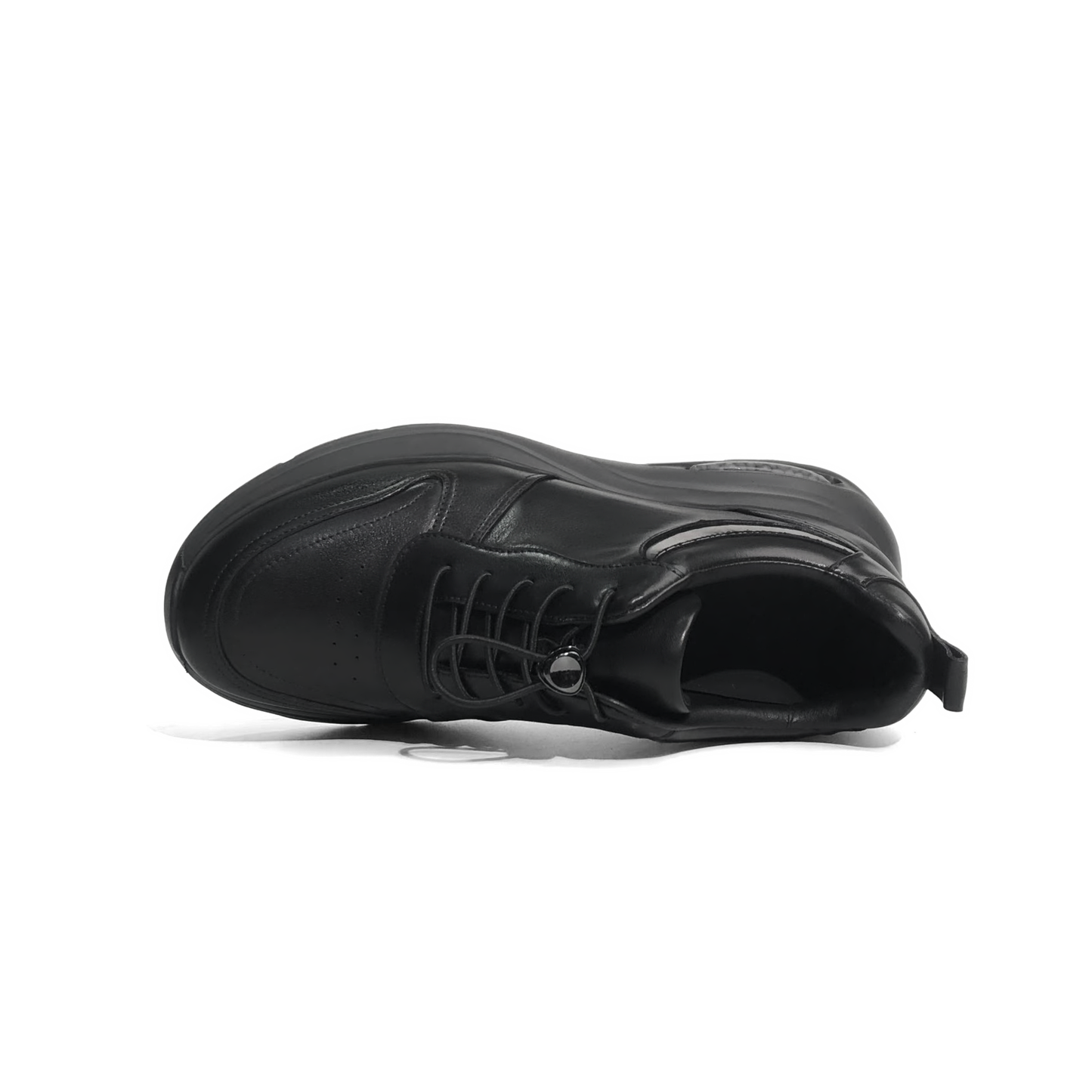 LAILE Black Full Grain Leather Air Cushion Platform Sneakers